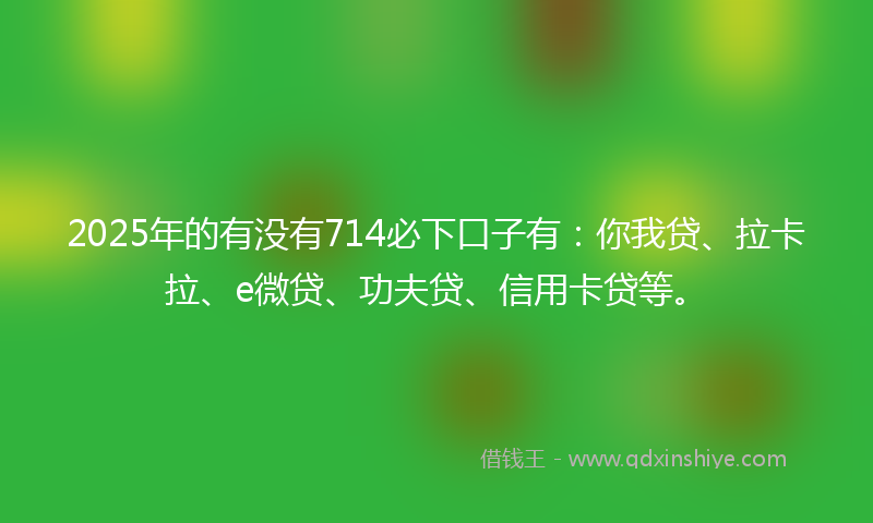 2025年的有没有714必下口子有：你我贷、拉卡拉、e微贷、功夫贷、信用卡贷等。