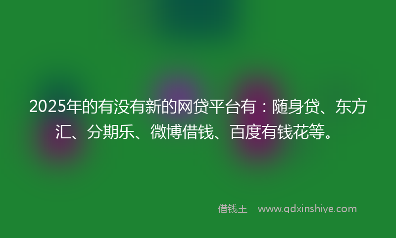 2025年的有没有新的网贷平台有：随身贷、东方汇、分期乐、微博借钱、百度有钱花等。