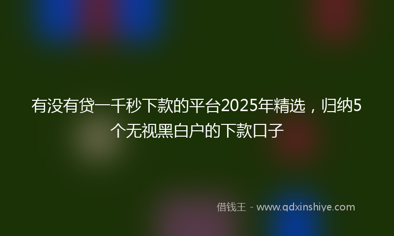 有没有贷一千秒下款的平台2025年精选，归纳5个无视黑白户的下款口子