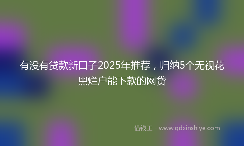 有没有贷款新口子2025年推荐，归纳5个无视花黑烂户能下款的网贷