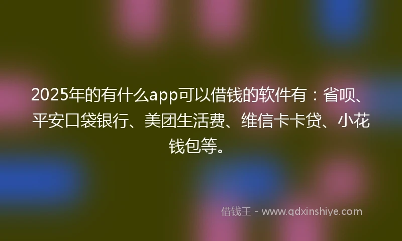 2025年的有什么app可以借钱的软件有:省呗、平安口袋银行、美团生活费、维信卡卡贷、小花钱包等。