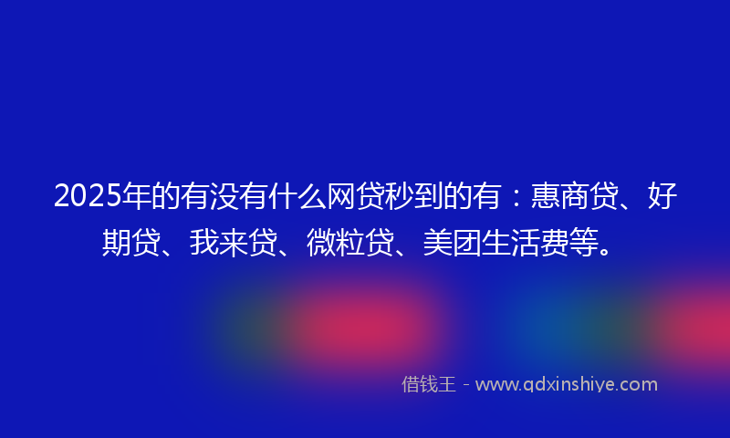 2025年的有没有什么网贷秒到的有：惠商贷、好期贷、我来贷、微粒贷、美团生活费等。