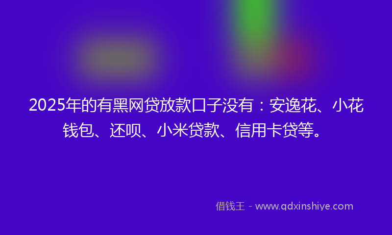 2025年的有黑网贷放款口子没有：安逸花、小花钱包、还呗、小米贷款、信用卡贷等。