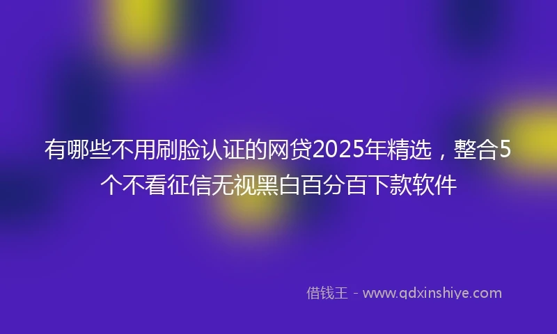 有哪些不用刷脸认证的网贷2025年精选,整合5个不看征信无视黑白百分百下款软件