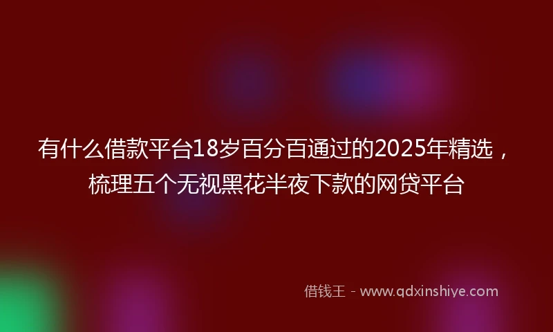 有什么借款平台18岁百分百通过的2025年精选，梳理五个无视黑花半夜下款的网贷平台