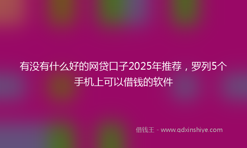 有没有什么好的网贷口子2025年推荐，罗列5个手机上可以借钱的软件