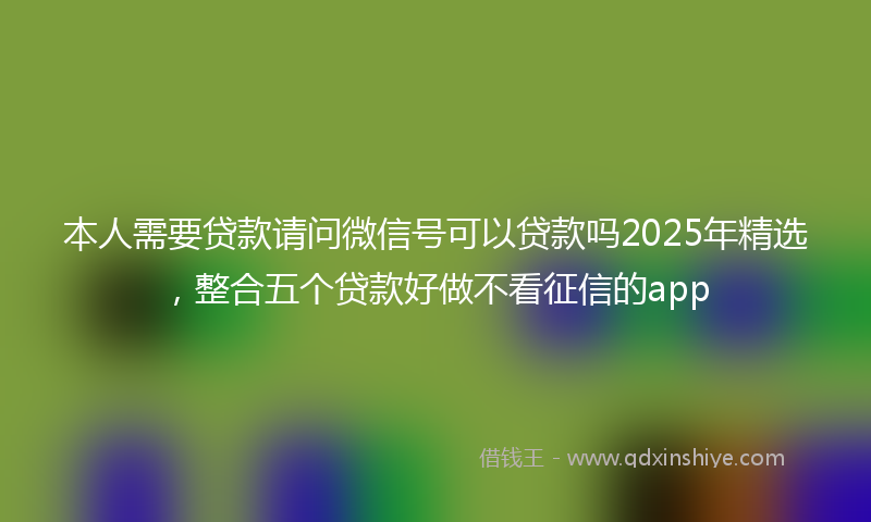 本人需要贷款请问微信号可以贷款吗2025年精选，整合五个贷款好做不看征信的app