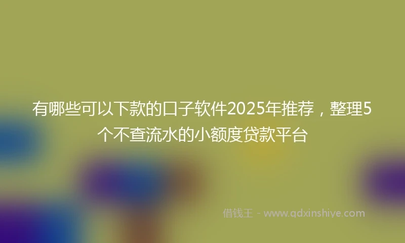 有哪些可以下款的口子软件2025年推荐,整理5个不查流水的小额度贷款平台