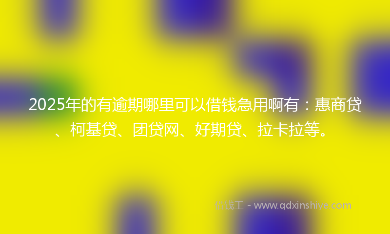 2025年的有逾期哪里可以借钱急用啊有：惠商贷、柯基贷、团贷网、好期贷、拉卡拉等。