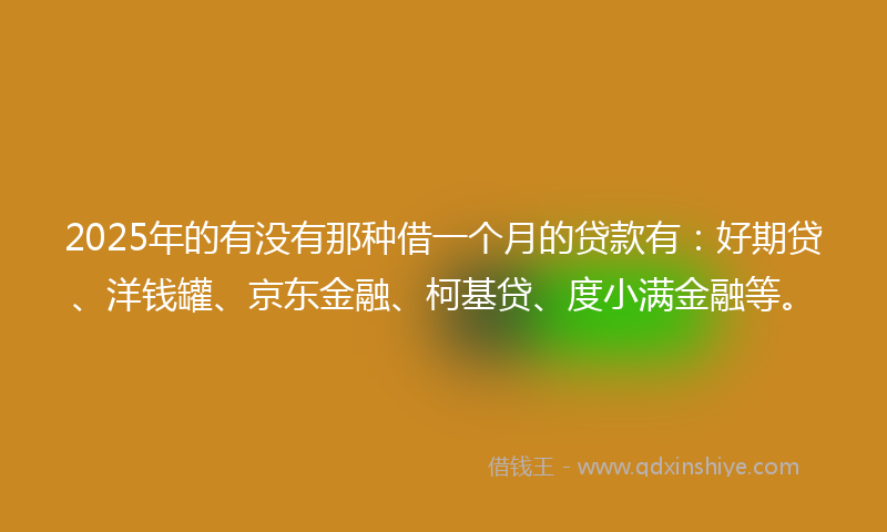 2025年的有没有那种借一个月的贷款有：好期贷、洋钱罐、京东金融、柯基贷、度小满金融等。