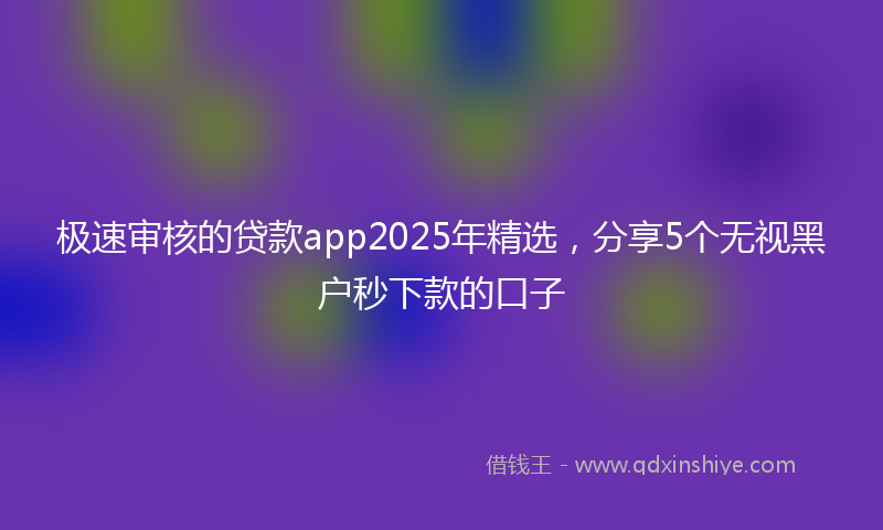 极速审核的贷款app2025年精选，分享5个无视黑户秒下款的口子