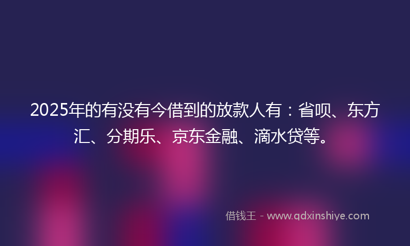 2025年的有没有今借到的放款人有：省呗、东方汇、分期乐、京东金融、滴水贷等。