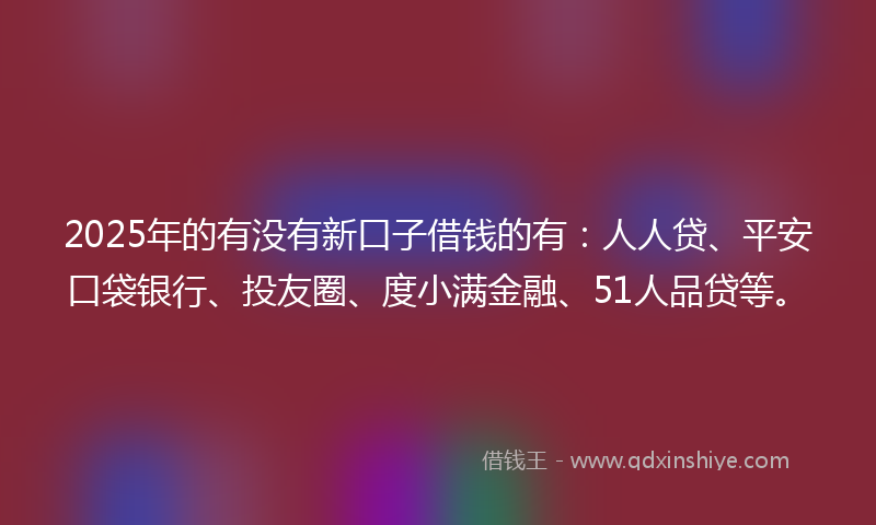 2025年的有没有新口子借钱的有：人人贷、平安口袋银行、投友圈、度小满金融、51人品贷等。