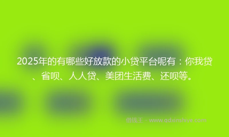 2025年的有哪些好放款的小贷平台呢有：你我贷、省呗、人人贷、美团生活费、还呗等。