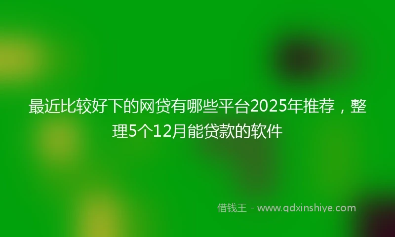 最近比较好下的网贷有哪些平台2025年推荐，整理5个12月能贷款的软件