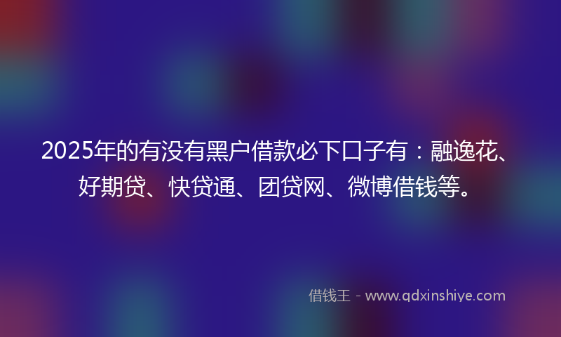 2025年的有没有黑户借款必下口子有：融逸花、好期贷、快贷通、团贷网、微博借钱等。