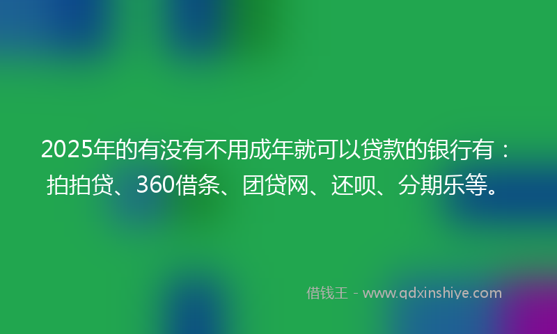 2025年的有没有不用成年就可以贷款的银行有：拍拍贷、360借条、团贷网、还呗、分期乐等。