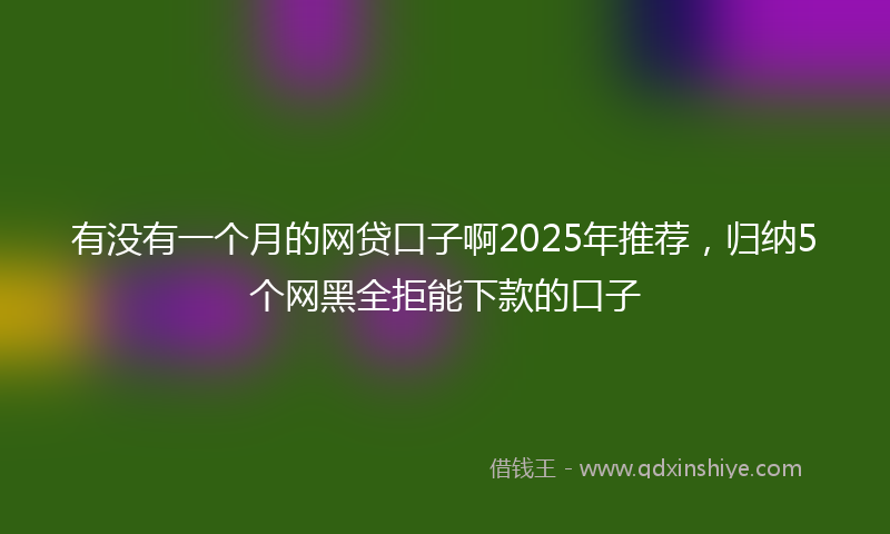 有没有一个月的网贷口子啊2025年推荐，归纳5个网黑全拒能下款的口子
