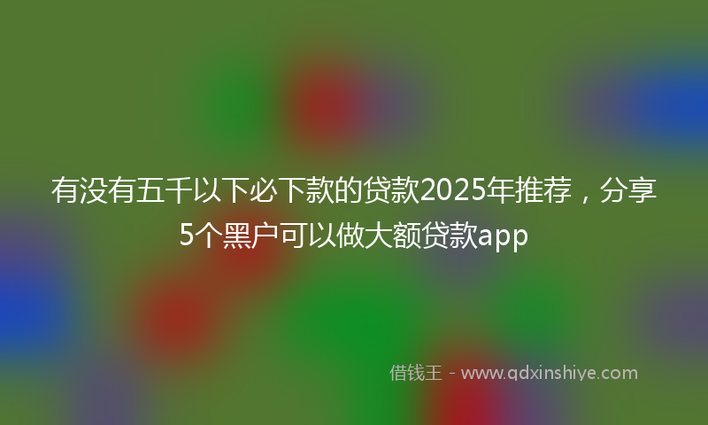 有没有五千以下必下款的贷款2025年推荐，分享5个黑户可以做大额贷款app