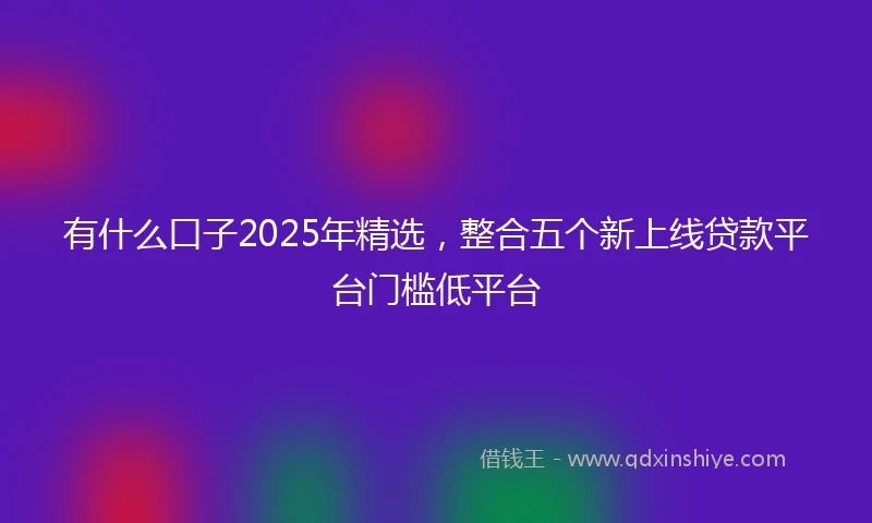 有什么口子2025年精选，整合五个新上线贷款平台门槛低平台