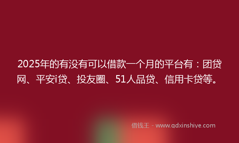 2025年的有没有可以借款一个月的平台有：团贷网、平安i贷、投友圈、51人品贷、信用卡贷等。