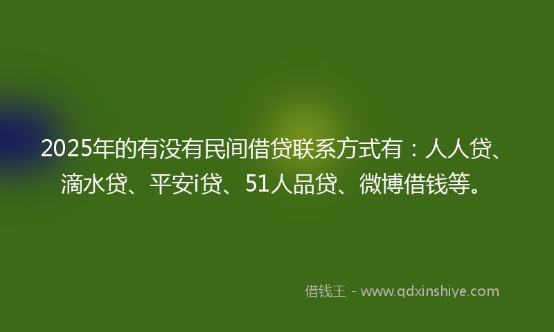 2025年的有没有民间借贷联系方式有：人人贷、滴水贷、平安i贷、51人品贷、微博借钱等。