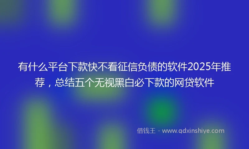 有什么平台下款快不看征信负债的软件2025年推荐，总结五个无视黑白必下款的网贷软件