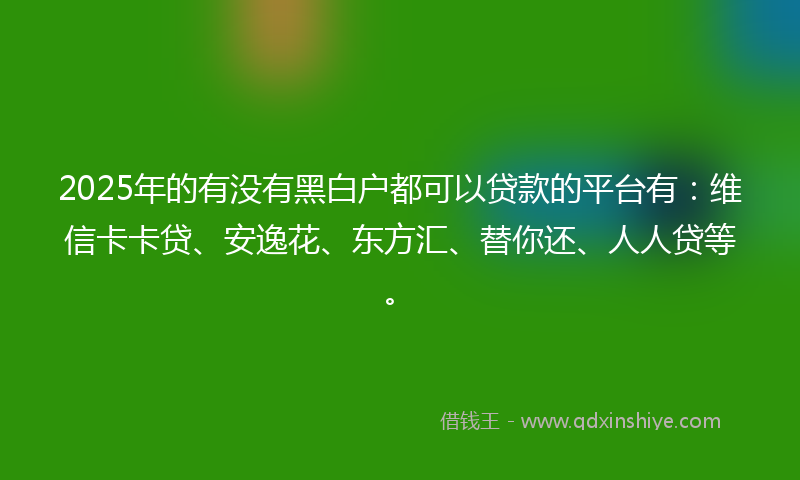 2025年的有没有黑白户都可以贷款的平台有：维信卡卡贷、安逸花、东方汇、替你还、人人贷等。