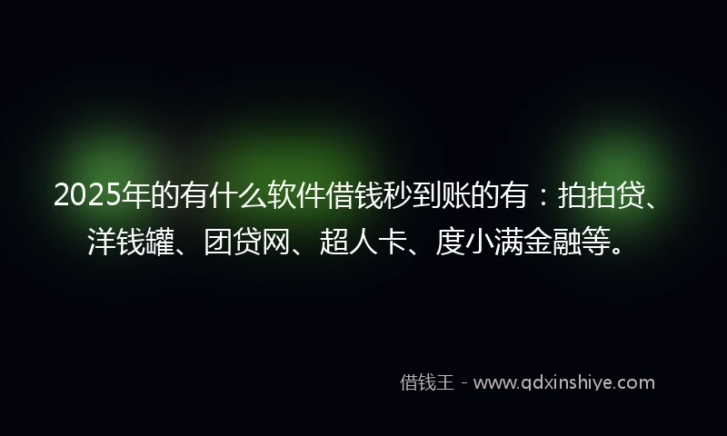 2025年的有什么软件借钱秒到账的有：拍拍贷、洋钱罐、团贷网、超人卡、度小满金融等。