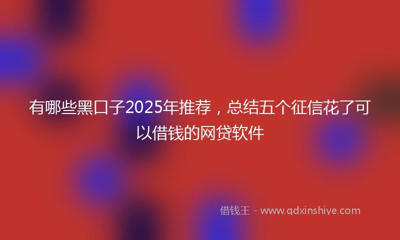 有哪些黑口子2025年推荐，总结五个征信花了可以借钱的网贷软件