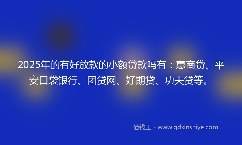 2025年的有好放款的小额贷款吗有:惠商贷、平安口袋银行、团贷网、好期贷、功夫贷等。