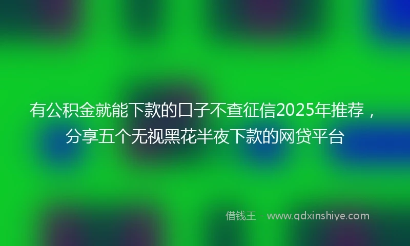 有公积金就能下款的口子不查征信2025年推荐，分享五个无视黑花半夜下款的网贷平台