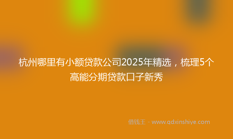 杭州哪里有小额贷款公司2025年精选，梳理5个高能分期贷款口子新秀