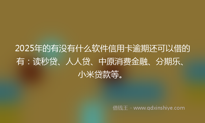 2025年的有没有什么软件信用卡逾期还可以借的有：读秒贷、人人贷、中原消费金融、分期乐、小米贷款等。