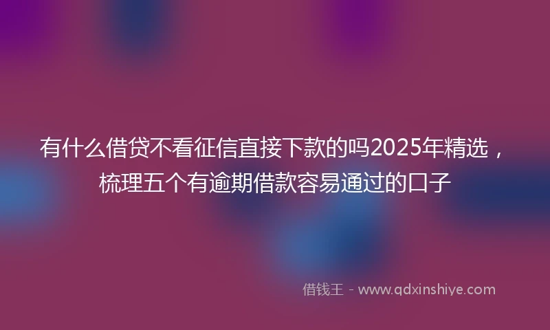 有什么借贷不看征信直接下款的吗2025年精选，梳理五个有逾期借款容易通过的口子