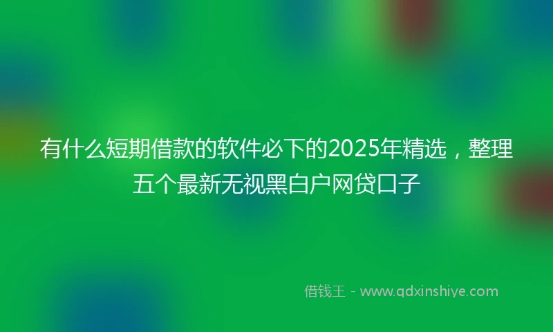 有什么短期借款的软件必下的2025年精选，整理五个最新无视黑白户网贷口子