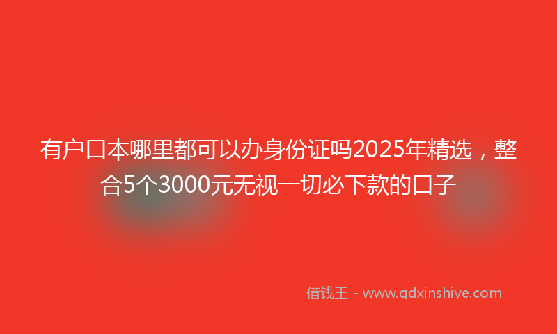 有户口本哪里都可以办身份证吗2025年精选，整合5个3000元无视一切必下款的口子