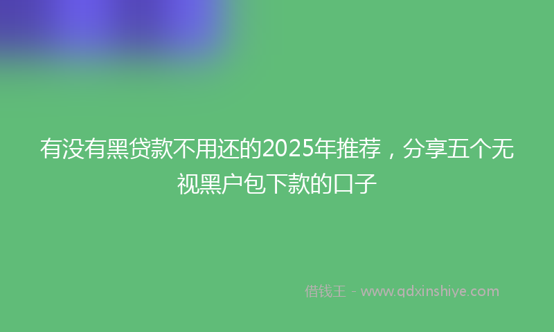 有没有黑贷款不用还的2025年推荐，分享五个无视黑户包下款的口子