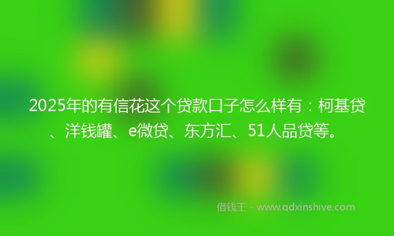 2025年的有信花这个贷款口子怎么样有：柯基贷、洋钱罐、e微贷、东方汇、51人品贷等。