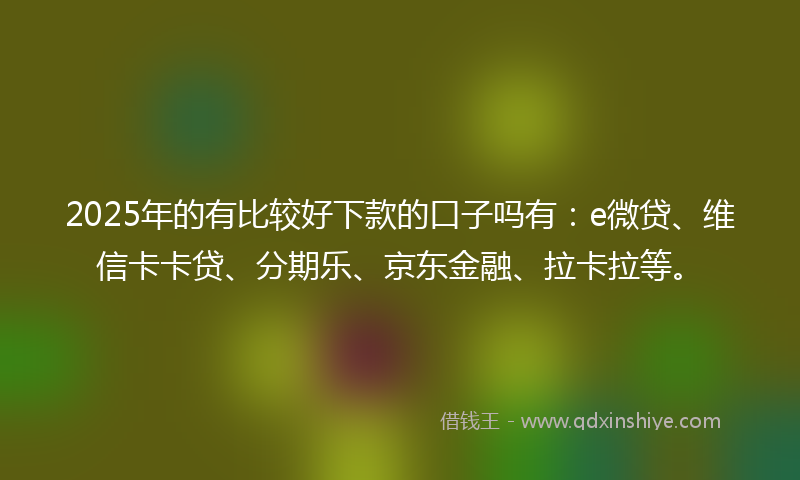 2025年的有比较好下款的口子吗有：e微贷、维信卡卡贷、分期乐、京东金融、拉卡拉等。