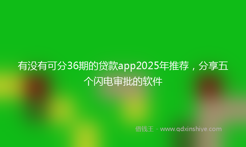 有没有可分36期的贷款app2025年推荐，分享五个闪电审批的软件