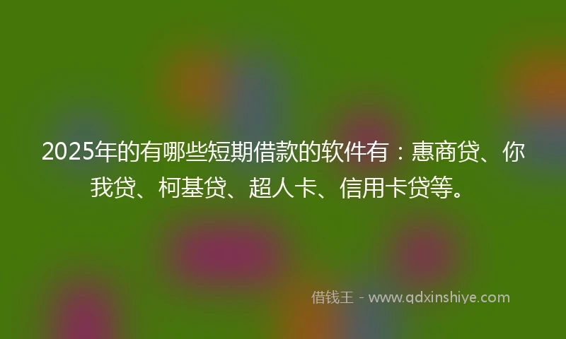 2025年的有哪些短期借款的软件有：惠商贷、你我贷、柯基贷、超人卡、信用卡贷等。
