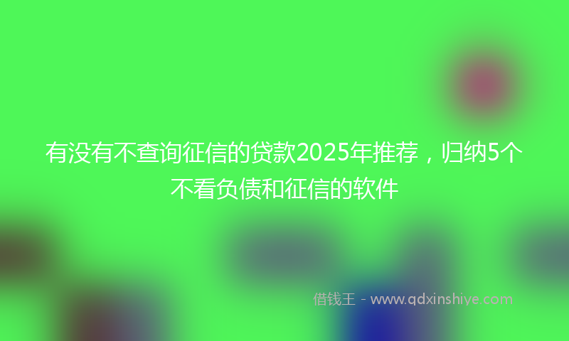 有没有不查询征信的贷款2025年推荐，归纳5个不看负债和征信的软件