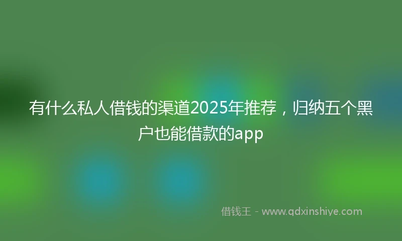 有什么私人借钱的渠道2025年推荐，归纳五个黑户也能借款的app