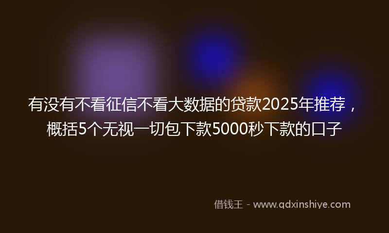 有没有不看征信不看大数据的贷款2025年推荐，概括5个无视一切包下款5000秒下款的口子