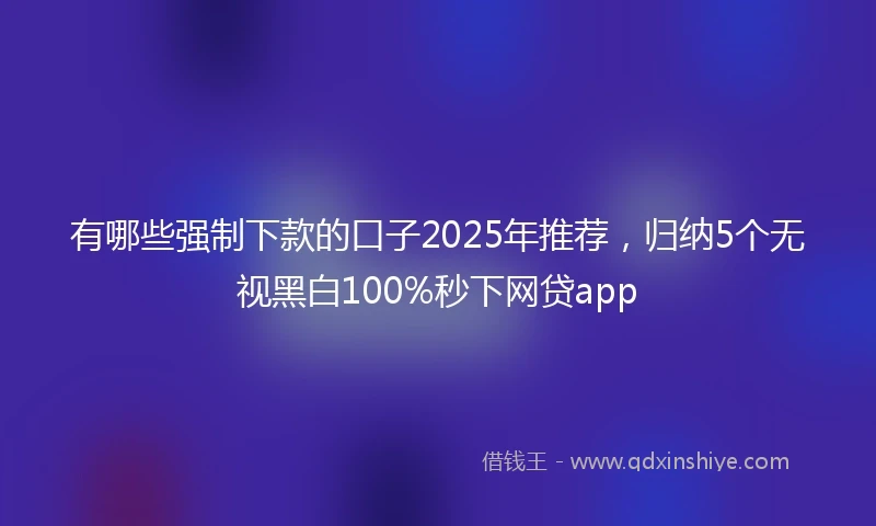 有哪些强制下款的口子2025年推荐，归纳5个无视黑白100%秒下网贷app