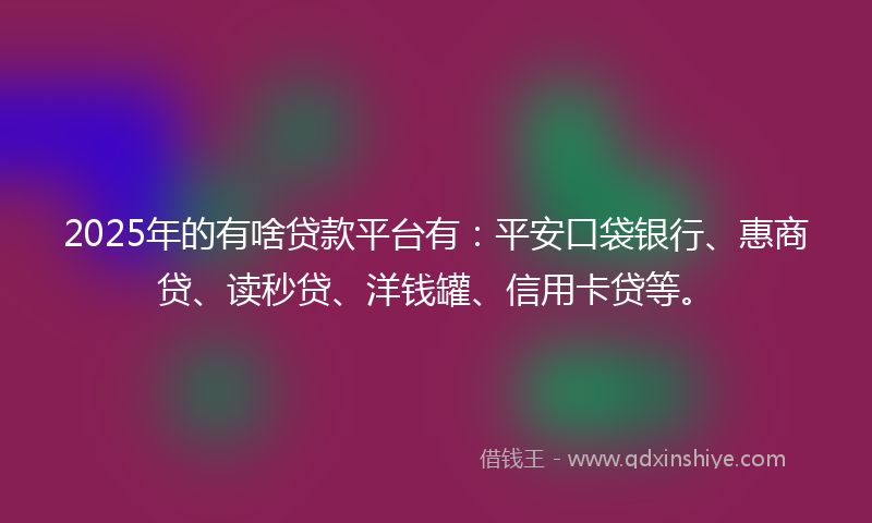 2025年的有啥贷款平台有：平安口袋银行、惠商贷、读秒贷、洋钱罐、信用卡贷等。
