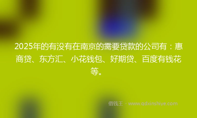 2025年的有没有在南京的需要贷款的公司有：惠商贷、东方汇、小花钱包、好期贷、百度有钱花等。