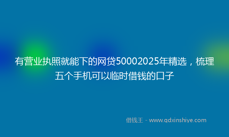 有营业执照就能下的网贷50002025年精选，梳理五个手机可以临时借钱的口子