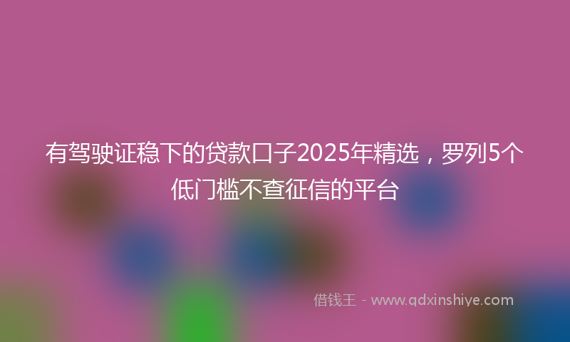 有驾驶证稳下的贷款口子2025年精选，罗列5个低门槛不查征信的平台